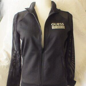 Black Guess Jacket with Fish Net Like Sleeves Size Small Women's Jacket